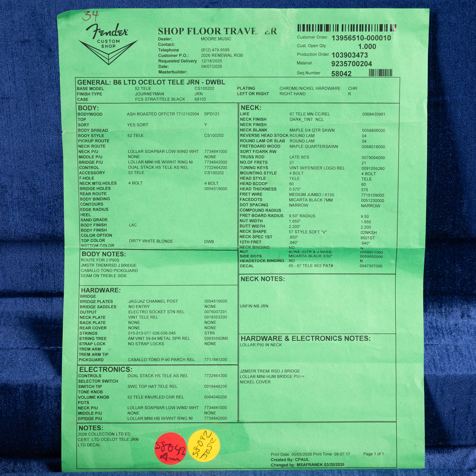 FEN-B6-LTD-OCELOT-TELE-JRN--DWBL-R150792--DAMAGE-spec