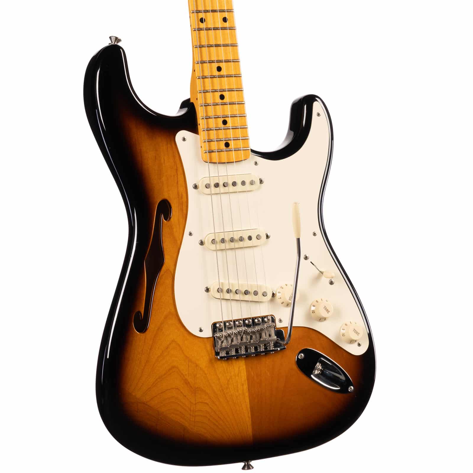 FEN-ERIC-JOHNSON-THINLINE-STRATOCASTER-SUNBURST-WOHSC---EJ20037---U-angle-left