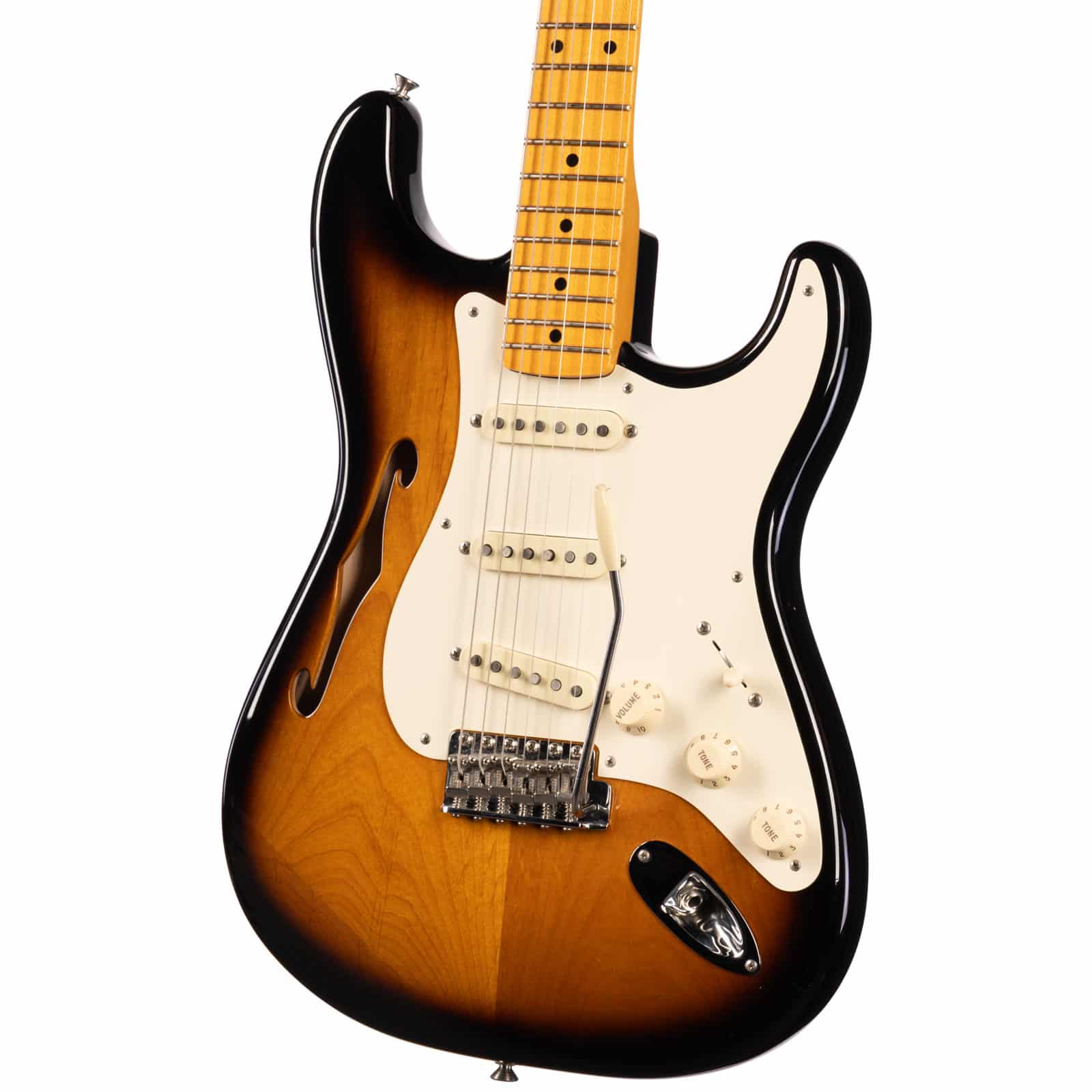 FEN-ERIC-JOHNSON-THINLINE-STRATOCASTER-SUNBURST-WOHSC---EJ20037---U-angle-rihgt